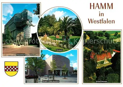 AK / Ansichtskarte Hamm_Westfalen Glaselefant Schloss Heessen Gustav Luebke Museum Hamm_Westfalen