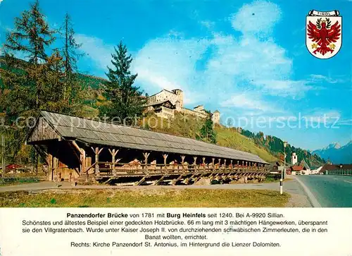 AK / Ansichtskarte Sillian_Tirol Panzendorfer Bruecke Burg Heinfels Sillian Tirol