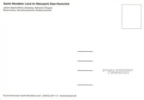 AK / Ansichtskarte Wendel_St Johann Adams Muehle Bostalsee Keltischer Ringwall Missionshaus Wendel_St