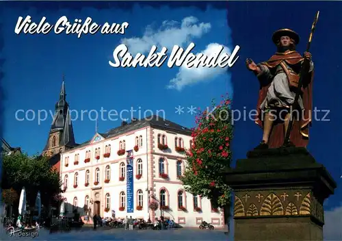 AK / Ansichtskarte Wendel_St Schlossplatz Rathaus Basilika Wendelinusbrunnen Balduinstrasse Wendel_St