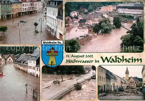AK / Ansichtskarte Waldheim_Sachsen Hochwasser Zuchthaus Obermarkt Niedermarkt Zschopaubruecke Waldheim Sachsen