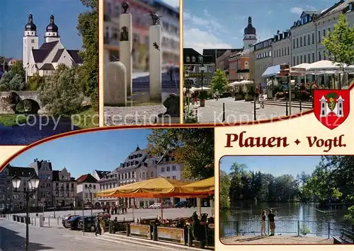AK / Ansichtskarte Plauen_Vogtland Alte Elsterbruecke Pfarrkirche Sankt Johannis Klostermarkt Brunnen Plauen_Vogtland