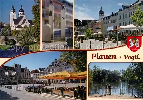 AK / Ansichtskarte Plauen_Vogtland Alte Elsterbruecke Pfarrkirche Sankt Johannis Klostermarkt Brunnen Plauen_Vogtland