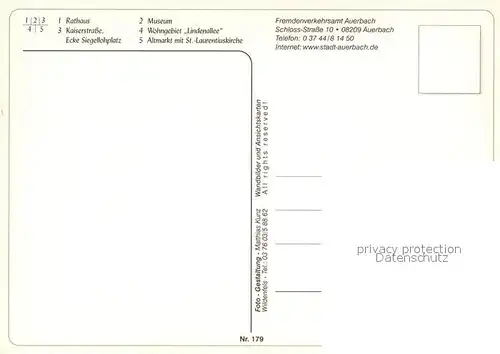 AK / Ansichtskarte Auerbach_Vogtland Rathaus Kaiserstrasse Museum Lindenallee Altmarkt Laurentiuskirche Auerbach_Vogtland