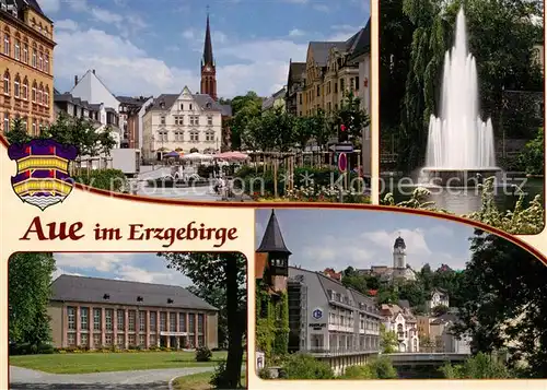 AK / Ansichtskarte Aue_Erzgebirge Altmarkt Nikolaikirche Kulturhaus Carolateich Parkanlage Friedenskirche Aue_Erzgebirge