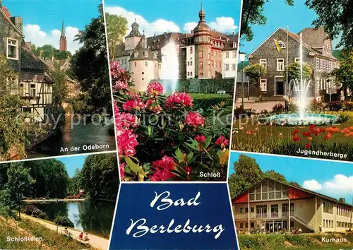 AK / Ansichtskarte Bad_Berleburg Odeborn Schloss Jugendherberge Schlossteich Kurhaus Bad_Berleburg
