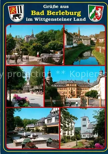 AK / Ansichtskarte Bad_Berleburg Schloss Denkmal Brunnen Kirche Bad_Berleburg