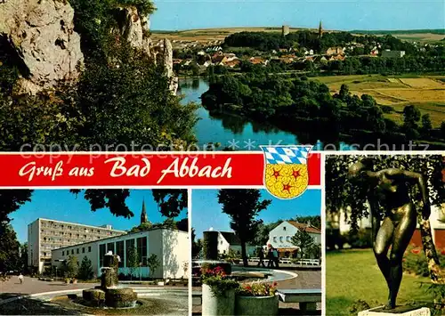 AK / Ansichtskarte Bad_Abbach Panorama Stadtansicht Statue Brunnen Kurpark Bad_Abbach