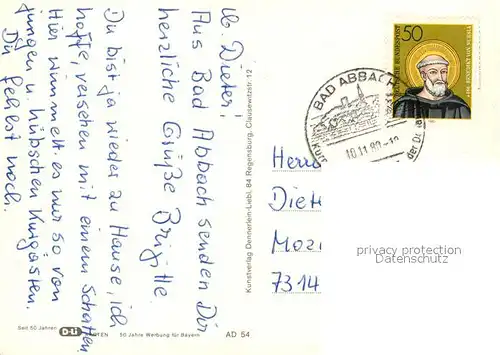 AK / Ansichtskarte Bad_Abbach Panorama Stadtansicht Statue Brunnen Kurpark Bad_Abbach