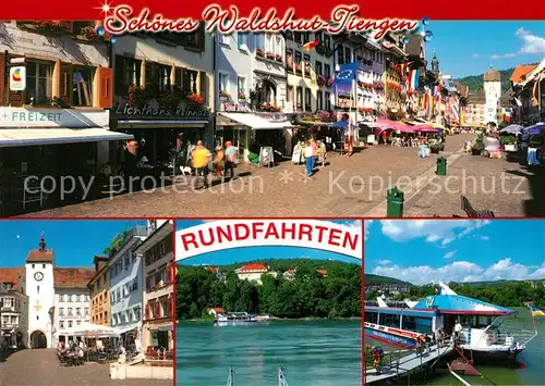 AK / Ansichtskarte Waldshut Tiengen Stadttor Schiffsanleger Stadtansicht Waldshut Tiengen