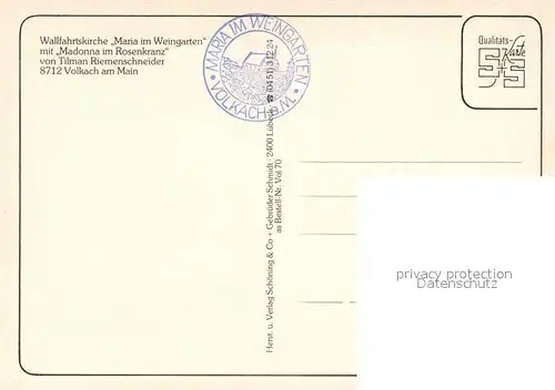 AK / Ansichtskarte Volkach Maria im Weingarten Kirchberg Madonna im Rosenkranz Volkach