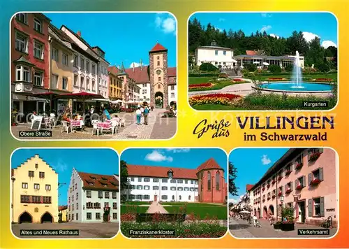 AK / Ansichtskarte Villingen Schwenningen Kurgarten Franziskanerkloster Verkehrsamt altes und neues Rathaus Villingen Schwenningen