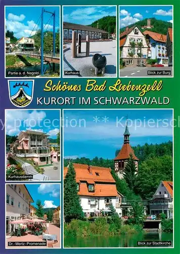 AK / Ansichtskarte Bad_Liebenzell Partie an der Nagold Kurhaus Burg Kurhausdamm Stadtkirche  Bad_Liebenzell