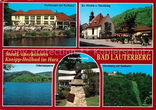 AK / Ansichtskarte Bad_Lauterberg Kurkonzert Kurhaus Evangelische Kirche Hausberg Odertalsperre  Bad_Lauterberg
