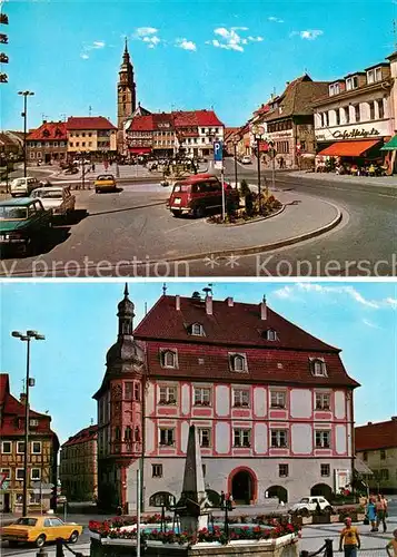 AK / Ansichtskarte Bad_Koenigshofen Marktplatz Schlundhaus Rathaus Vierroehrenbrunnen Bad_Koenigshofen