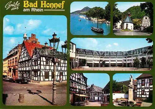 AK / Ansichtskarte Bad_Honnef Brunnen Kirche Fachwerkhaeuser Bad_Honnef