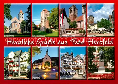 AK / Ansichtskarte Bad_Hersfeld Suedpark Katharinenturm Stadtkirche Linggplatz Am Brink Rathaus  Bad_Hersfeld