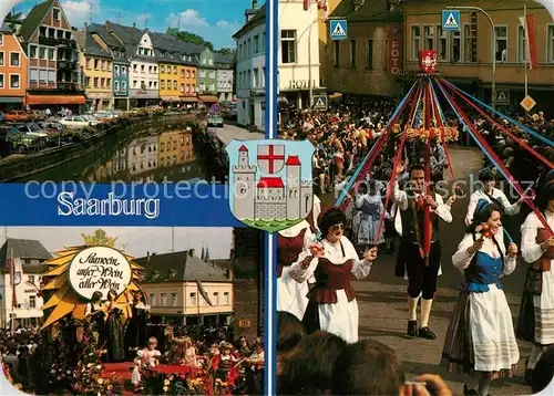 AK / Ansichtskarte Saarburg_Saar Stadtansicht Weinfest Volkstanzgruppe Saarburg Saar