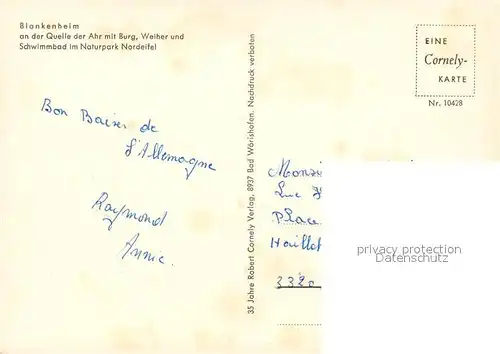 AK / Ansichtskarte Blankenheim_Ahr Weiher Schwimmbad Panorama Blankenheim_Ahr