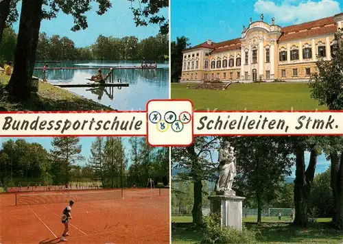 AK / Ansichtskarte Stubenberg_Steiermark Bundessportschule Schielleiten Badesteg Tennisplatz Denkmal Sportgelaende Stubenberg_Steiermark
