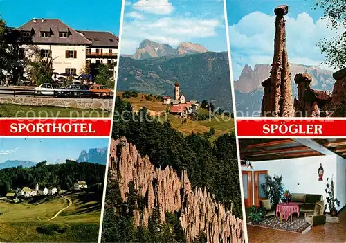 AK / Ansichtskarte Lengmoos_Ritten Sporthotel Spoegler Landschaftspanorama Dolomiten Felsen Lengmoos Ritten