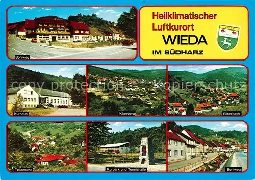 AK / Ansichtskarte Wieda Bohlweg Kurhaus Kaeseberg Silberbach Kurpark Tennishalle Teilansicht Wieda