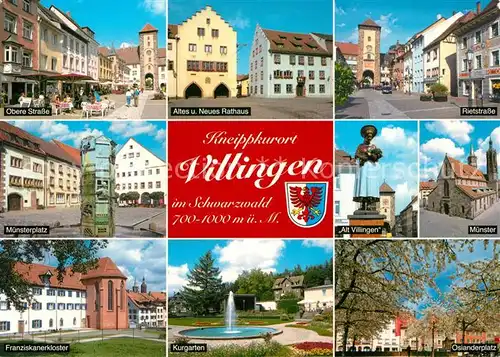 AK / Ansichtskarte Villingen Schwenningen Strassenpartien Innenstadt Rathaus Muensterplatz Alt Villinger Statue Muenster Kloster Kurgarten Osianderplatz Villingen Schwenningen