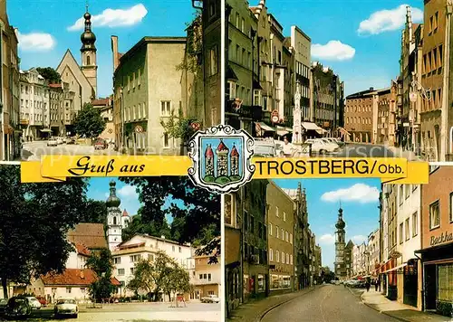 AK / Ansichtskarte Trostberg Teilansichten Innenstadt Kirche Platz Wappen Trostberg