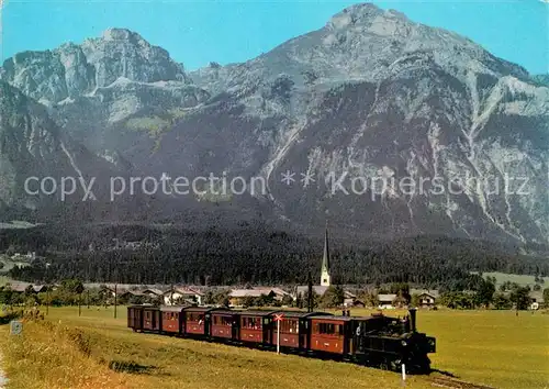 AK / Ansichtskarte Strass_Zillertal gegen Rofan Zillertaler Alpen Zillertalbahn Dampflokomotive Strass_Zillertal