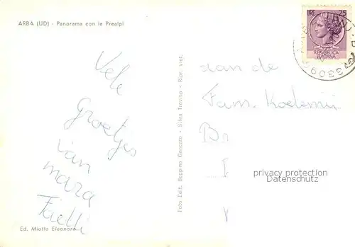AK / Ansichtskarte arba Fliegeraufnahme con le Prealpi arba