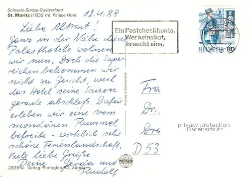AK / Ansichtskarte St_Moritz_GR Palace Hotel St_Moritz_GR