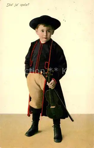 AK / Ansichtskarte Kinder_Child_Enfants Tracht Schweden Geige  Kinder_Child_Enfants