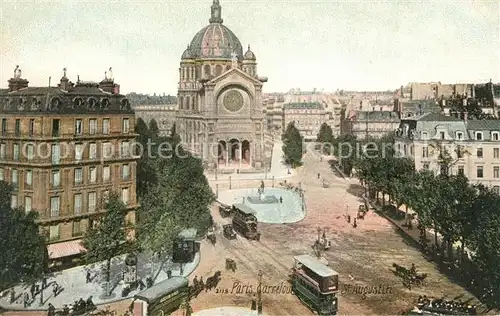 AK / Ansichtskarte Strassenbahn Paris Carrefour St. Augustin Strassenbahn