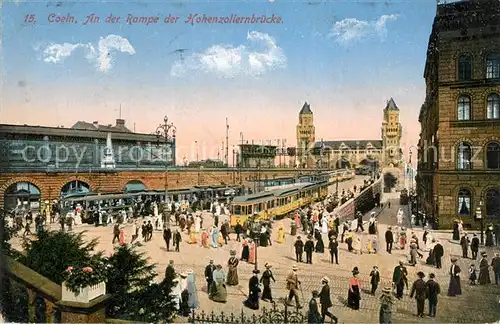 AK / Ansichtskarte Strassenbahn Koeln Hohenzollernbruecke  Strassenbahn