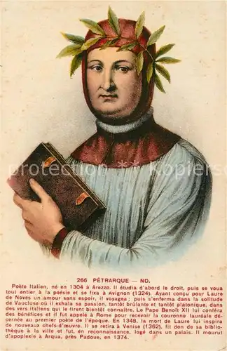 AK / Ansichtskarte Persoenlichkeiten Petrarque  Persoenlichkeiten