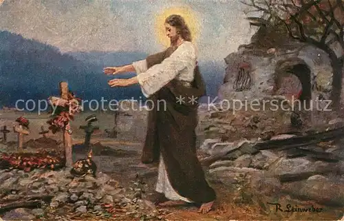 AK / Ansichtskarte Leinweber_R. Rotes Kreuz Jesus Soldatengrab  Leinweber R.