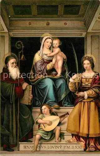 AK / Ansichtskarte Kuenstlerkarte Bernardino Luini La Vergine in Trono e Santi Litho  Kuenstlerkarte