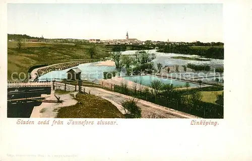 AK / Ansichtskarte Linkoeping Staden sedd fran Tannefors slussar Linkoeping
