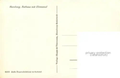 AK / Ansichtskarte Hamburg Rathaus mit Ehrenmal Hamburg