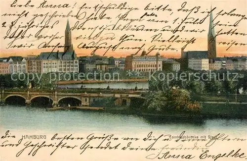AK / Ansichtskarte Hamburg Lombarsbruecke mit Stadtblick Hamburg
