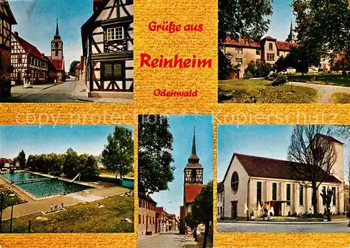 AK / Ansichtskarte Reinheim_Odenwald Kirche Freibad Reinheim Odenwald