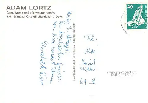 AK / Ansichtskarte Luetzelbach_Modautal Adam Lortz  Luetzelbach Modautal