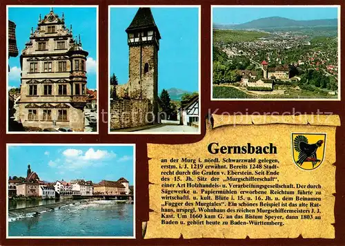 AK / Ansichtskarte Gernsbach Altes Rathaus Storchenturm Schloss Eberstein Murg Gernsbach