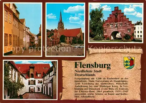 AK / Ansichtskarte Flensburg Nordertor Kirche Stadtansicht Chronik Flensburg