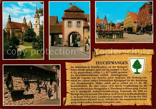 AK / Ansichtskarte Feuchtwangen Stiftskirche Sankt Johannes Oberes Tor Marktplatz Roehrenbrunnen Feuchtwangen