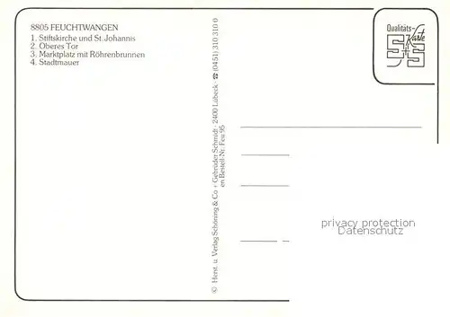 AK / Ansichtskarte Feuchtwangen Stiftskirche Sankt Johannes Oberes Tor Marktplatz Roehrenbrunnen Feuchtwangen