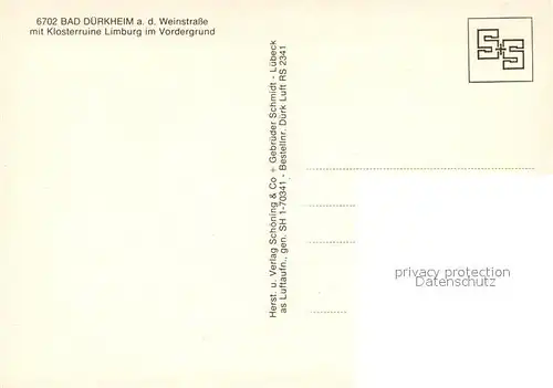 AK / Ansichtskarte Duerkheim_Bad Fliegeraufnahme Klosterruine Panorama Duerkheim_Bad