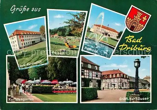 AK / Ansichtskarte Driburg_Bad Rathaus Schwimmbad Kuranstalt Kurhaeuser Driburg_Bad