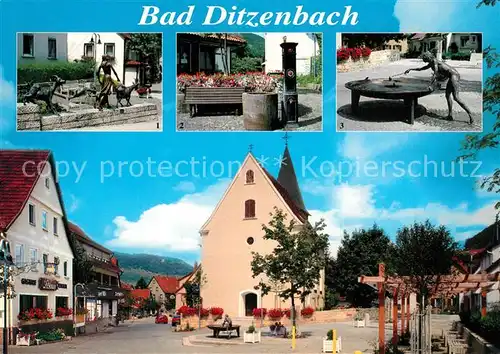 AK / Ansichtskarte Ditzenbach_Bad Goissa Brunnen Schneckenbrunnen Kirche Ditzenbach_Bad