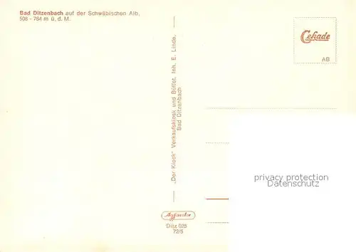 AK / Ansichtskarte Ditzenbach_Bad Panorama Schwimmbad Brunnen Kirche Ditzenbach_Bad